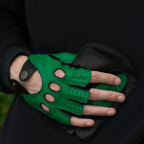 サイズM HUMAN MADE FLEECE GLOVES OLIVE DRAB Men's hairsheep leather fingerless gloves GREEN-BLACK: 1-A1C